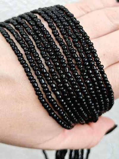 яс3-ч Стекло японское 3мм черный, некалибр., нить 40см