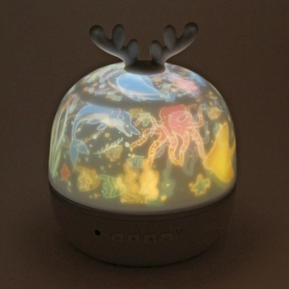 Диско-шар «Fantasy - Оленёнок» (в комплекте 6 картинок) 13*14 см, 5 реж, батарейки 4хАAА, USB, RGB (220V)