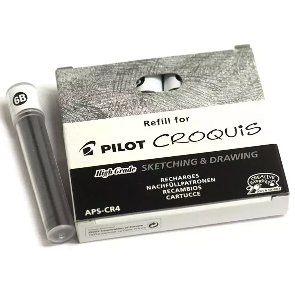 Грифели для карандашей PILOT Croquis 3.8 мм 6B 2 шт в тубе (APS-CR4-6B) 2