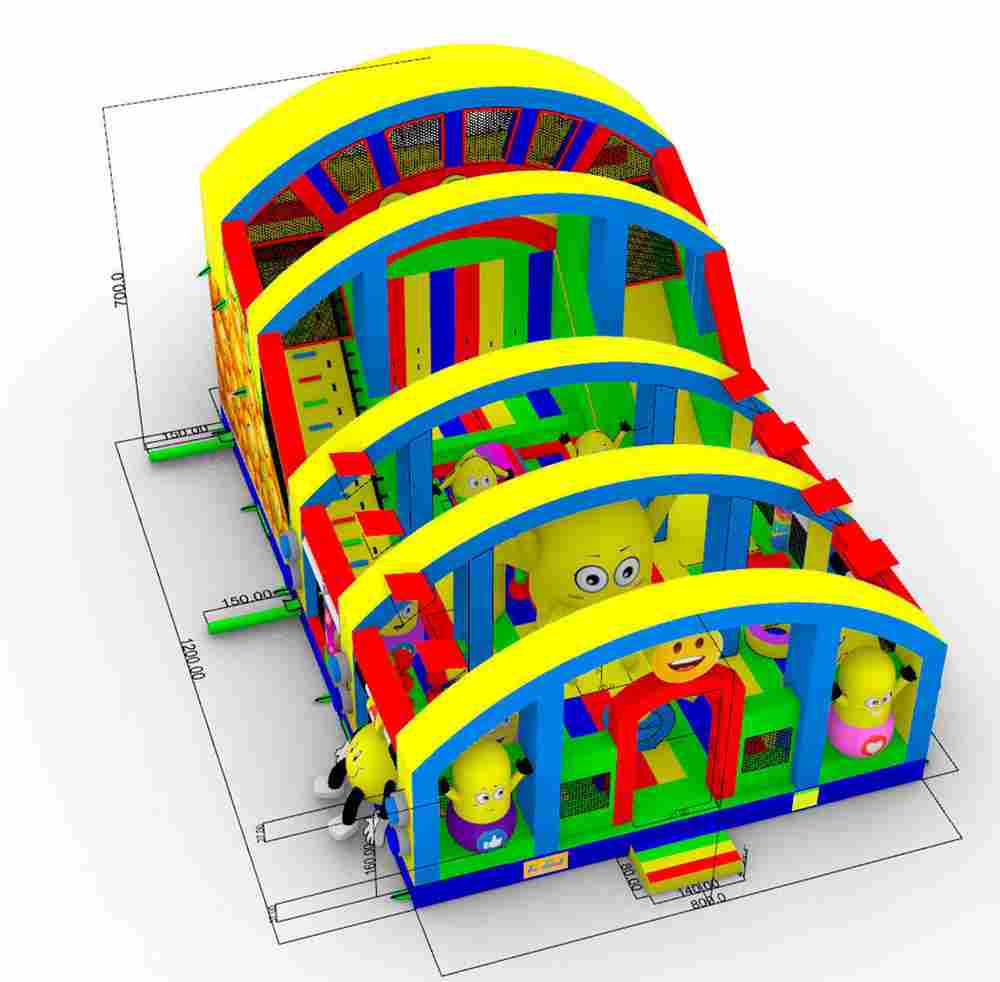 Коммерческий надувной батут «Смайлики» с крышей, размер 12*8*7 м