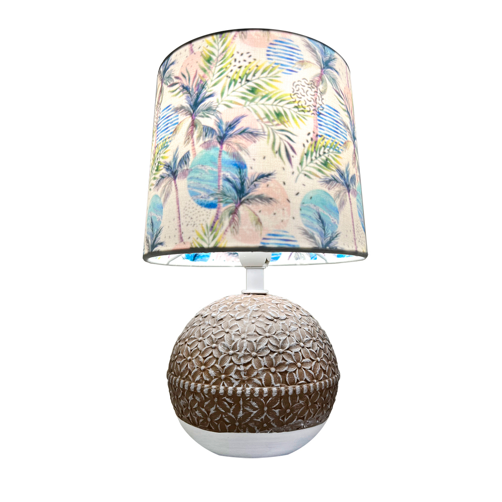 Настольный светильник 1х40Вт Е14, керамика/ткань, бежевый