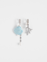 Серьги "Сeramics shell blue coral " Silver