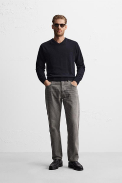 ZARA ДЖИНСЫ REGULAR FIT, СЕРЫЙ