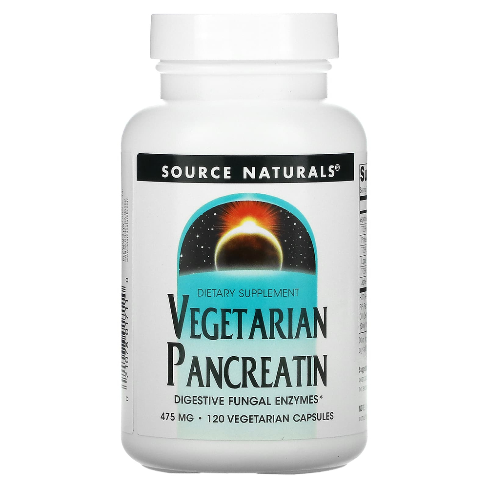 Source Naturals, вегетарианский панкреатин, 475 мг, 120 вегетарианских капсул