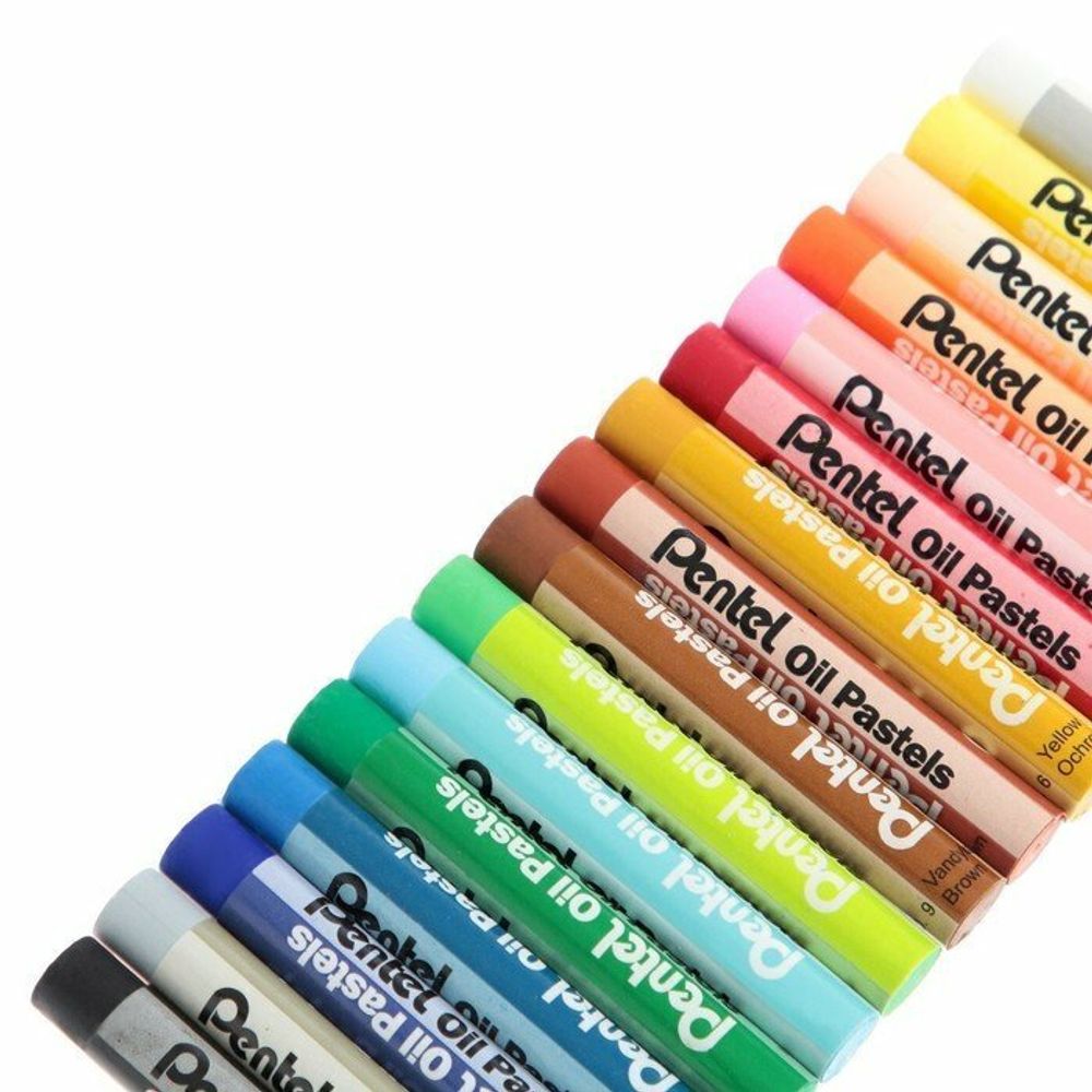 Пастель масляная художественная PENTEL "Oil Pastels", 16 цветов, круглое сечение, картонная упаковка, PHN4-16