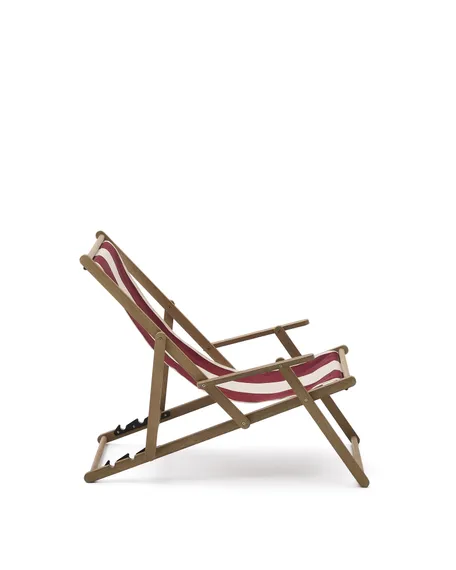 Складной шезлонг Vilara для улицы в полоску бордового и бежевого цвета