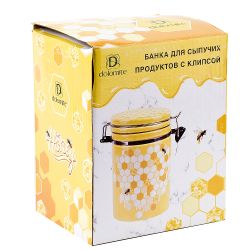 Банка для сыпучих продуктов (клипс) "Honey" 15*10*16,5см. v=800мл. (подарочная упаковка)