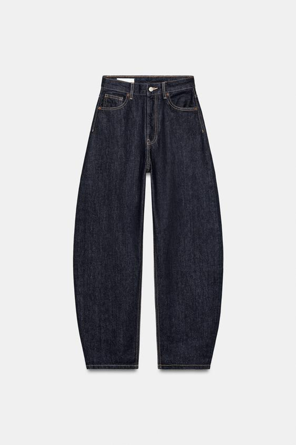 ZARA ДЖИНСЫ BARREL TRF С ВЫСОКОЙ ПОСАДКОЙ, ТЕМНЫЙ ИНДИГО