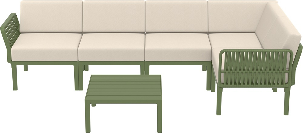 Комплект пластиковой мебели Siesta Contract Portofino Lounge Corner, оливковый, бежевый