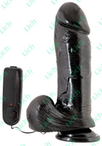 Чёрный вибратор на присоске, 22,8 см