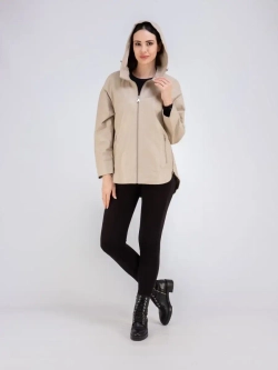 Куртка кожаная натуральная оверсайз с капюшоном