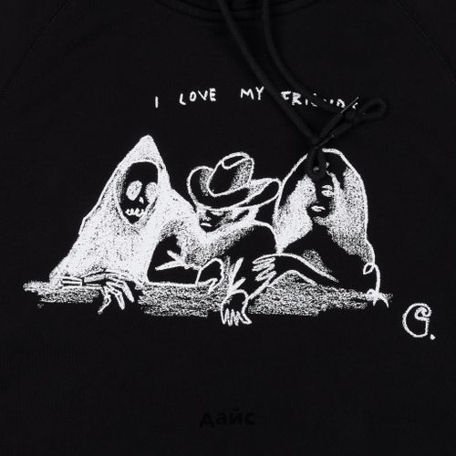 Толстовка мужская Carhartt WIP Hooded Pepe Friends Sweatshirt артикул:I033934_black - купить в магазине Дайс