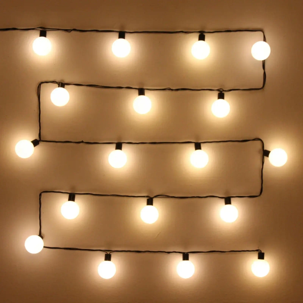 Гирлянда для дома 4м 20 ламп LED с насадками ШАР d-3,5 см, черн.провод, авторежим, IP-20, Теплый белый
