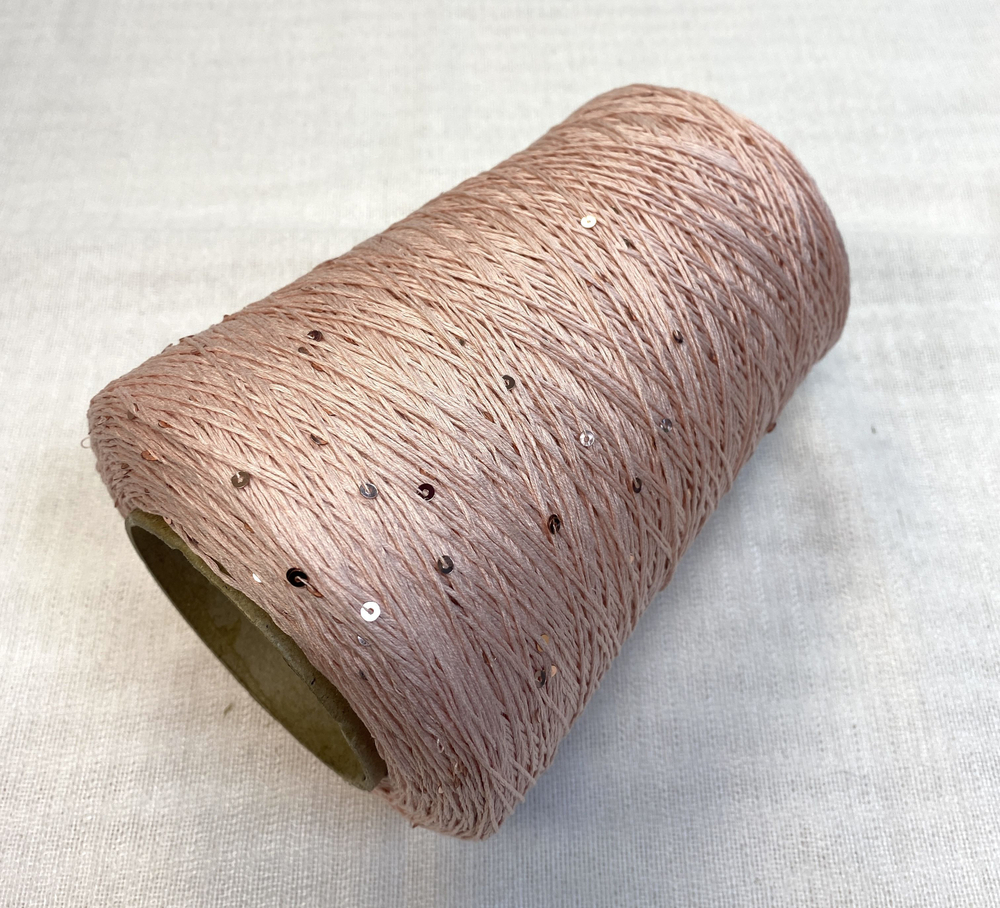 Пряжа на бобине (Италия)95% хлопок с пайетками 5% п/л 100г-450м 360г