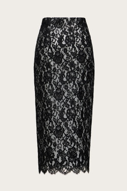 Юбка из молочного шелка и черного кордового кружева