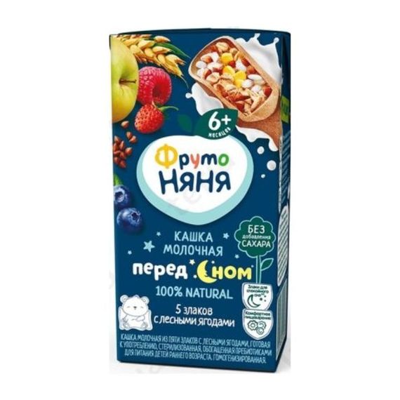 FRUTONANNY. 0,2 L. Südlü hazır sıyıq. Beş taxıllı, meşə giləmeyvələri (6+ ay) (1x18)