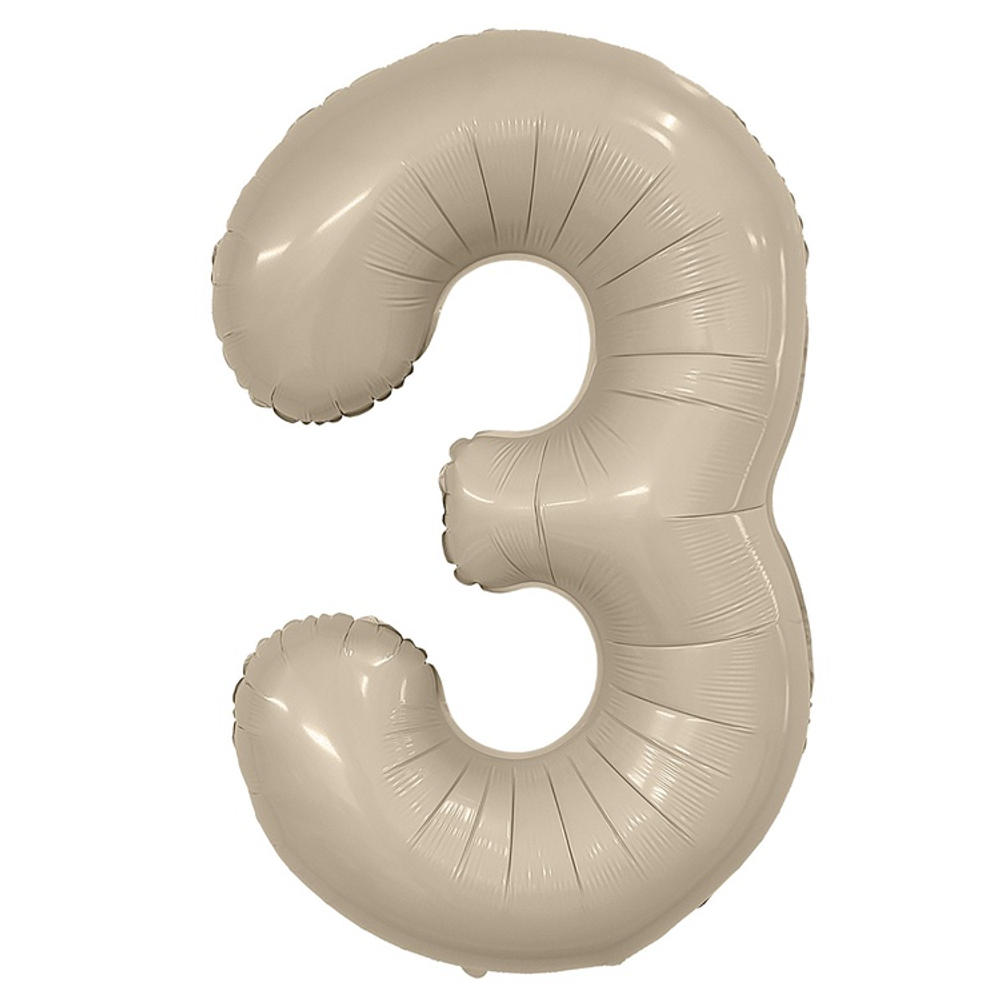 Шар фольгированный Цифра 3 101 см (Бежевый)