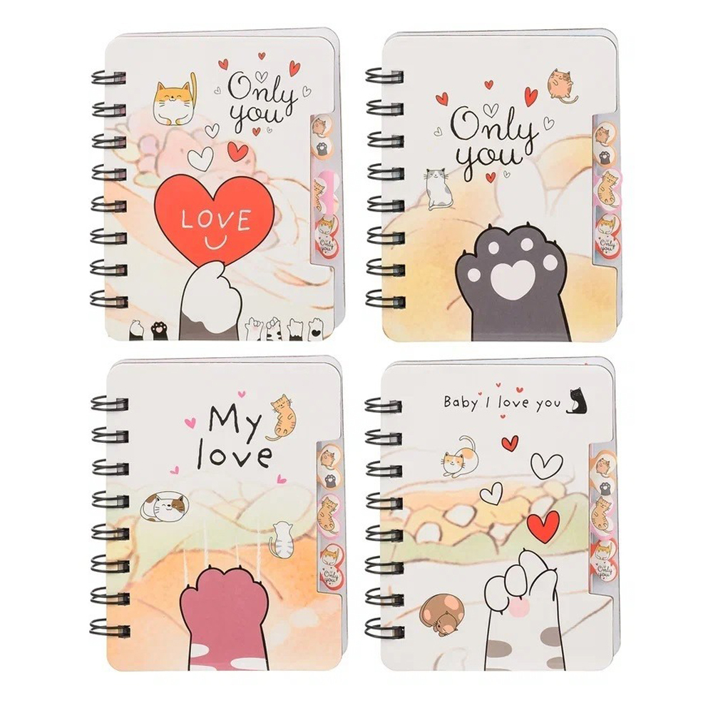 Блокнот Basir, формат А7, серия "Лапки", яркая обложка, 52 листа, размер 12*9.2 см