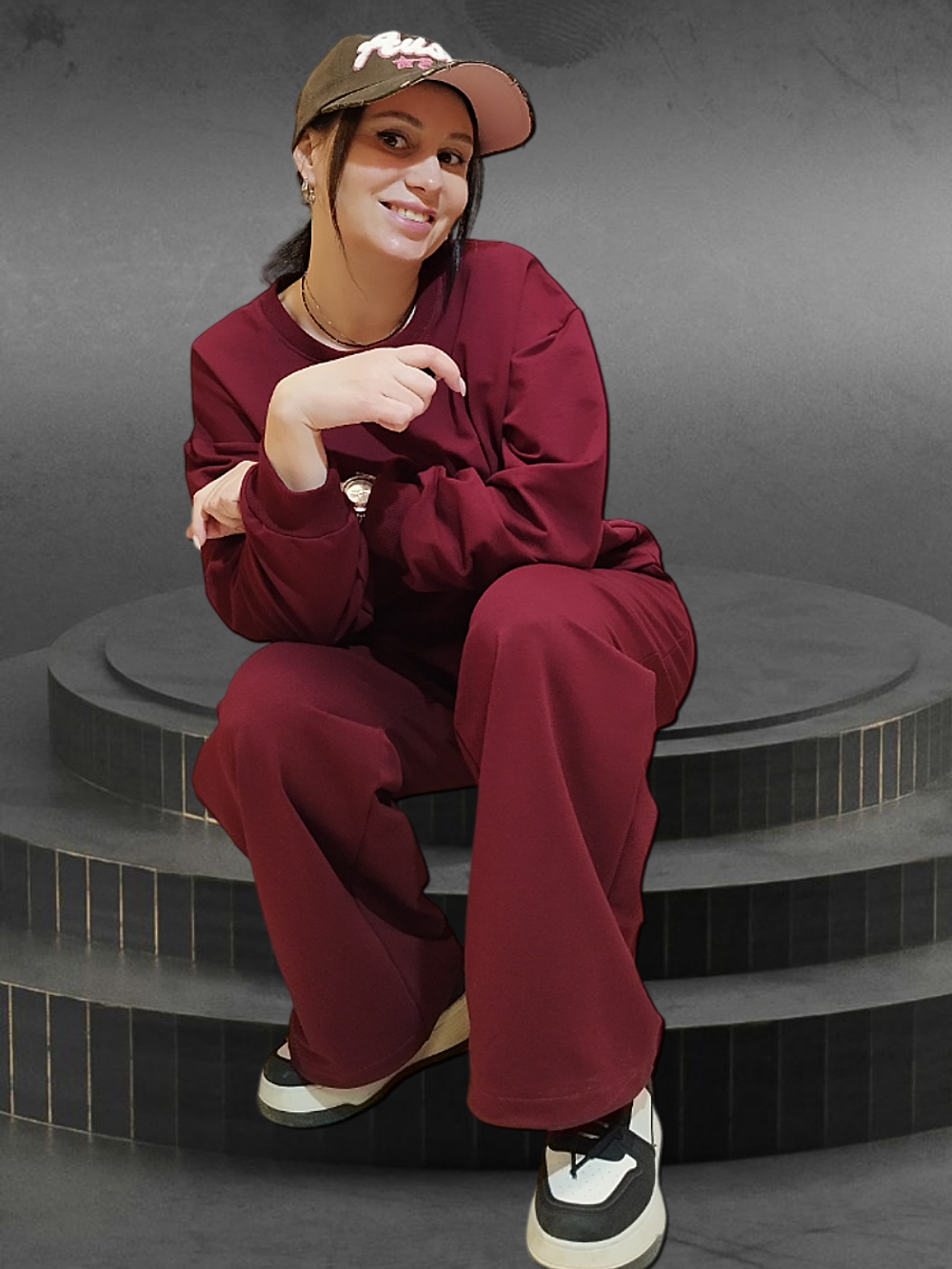 24324 Свитшот женский 2-х нитка на кашкорсе бордовый (54)