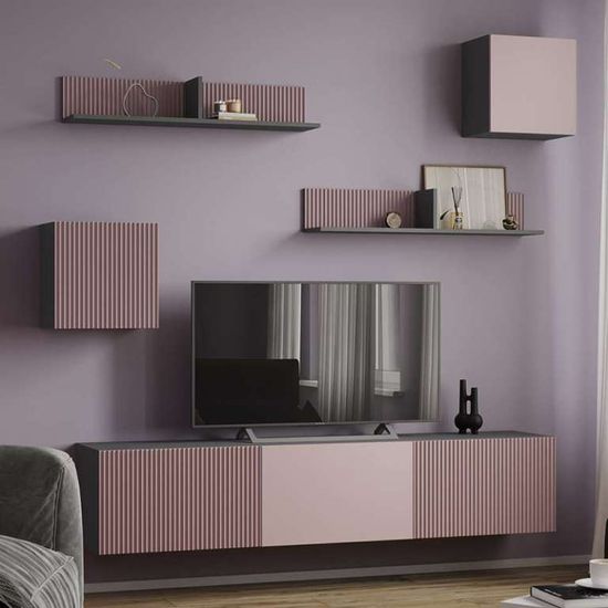 Тумба-ТВ СИРИНИЯ графит серый / пудра