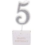 Свеча для торта Цифра Иллюзия «5» 9.5 см, серебро