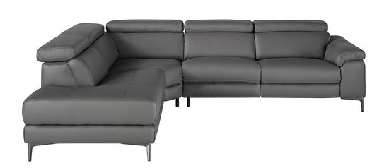 Угловой диван с реклайнером 5320-L-M9019 /6112 Angel Cerda серый кожаный