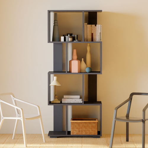 Стеллаж деревянный напольный Дален 60х30х142 см для игрушек и для книг, антрацит