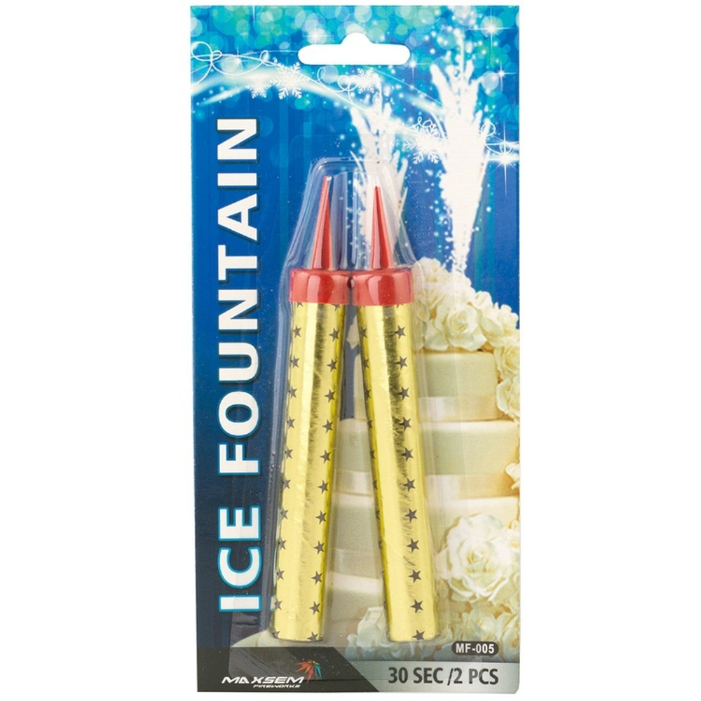 Свеча-фонтан в золотом цвете, 10 см, 30 сек, 2 шт