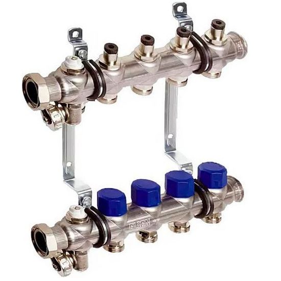 Коллекторная группа Elsen EMi02 1"х3/4", 7 контуров из нерж. стали с вентилями