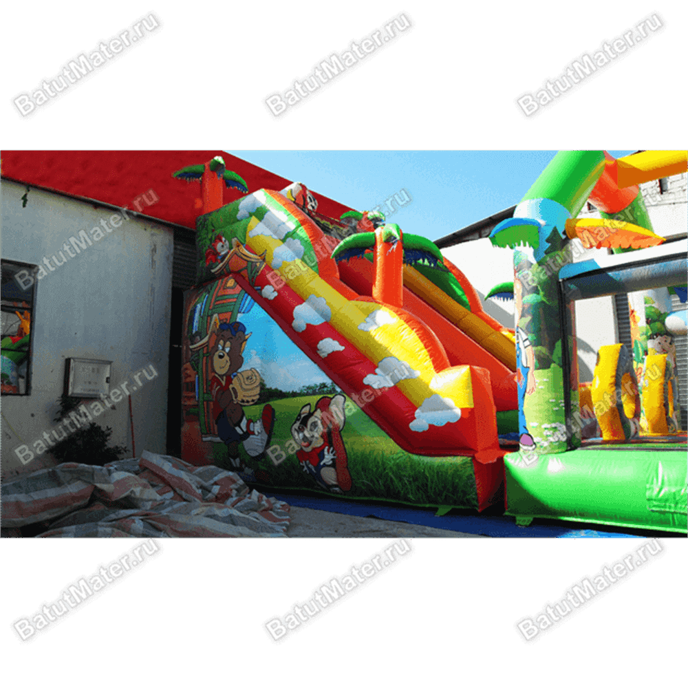 Коммерческий надувной батут "В гостях у жирафа", 9x4x5 м