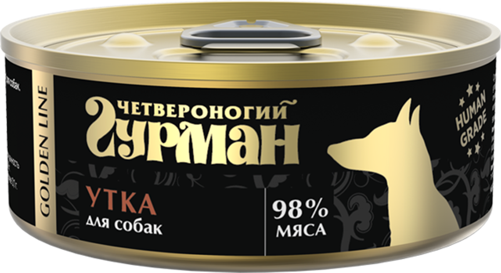 Корм консервированный для собак Четвероногий гурман Golden line Утка 100 г