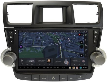 Магнитола для Toyota Highlander 2 2007-2013 XU40 - Carmedia SF-1431-2 (рамка кнопки + крутилки) QLed+2K, Android 13, UIS7870 (DUDU7), CarPlay, SIM-слот