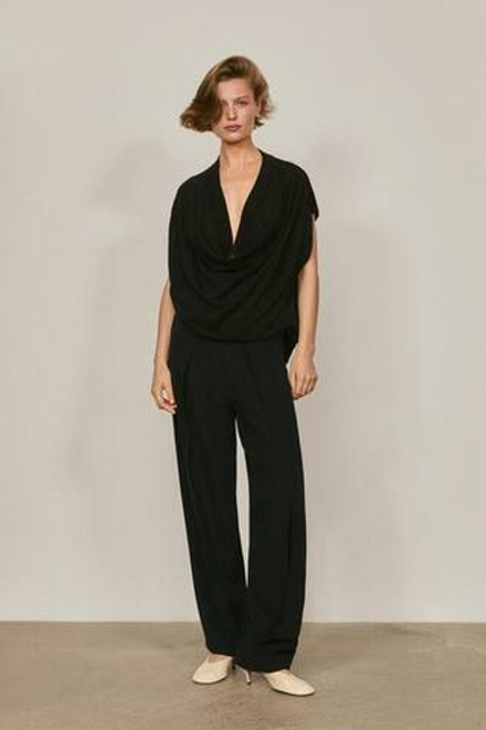 Massimo Dutti Легкие брюки с многослойной отделкой - Limited Edition, черный