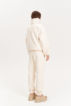 Брюки из утепленного трикотажа, молочные