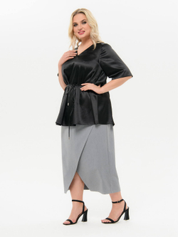 Юбка миди с запахом, серая