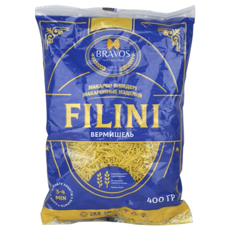 Макароны BRAVOS FILINI вермишель 400 гр/пач