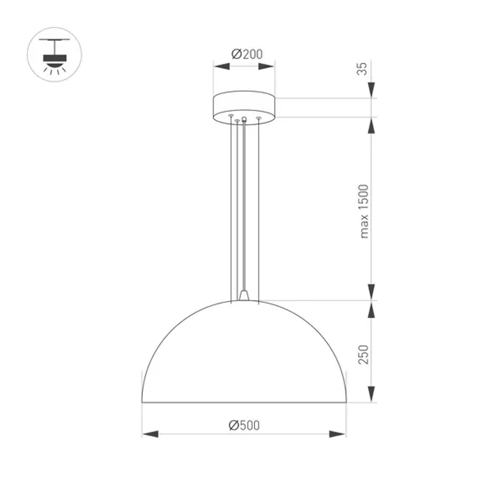 Светильник SP-RESTO-HANG-R500-30W Warm3000 (WH, 100 deg, 230V) (Arlight, IP20 Металл, 3 года) 039697