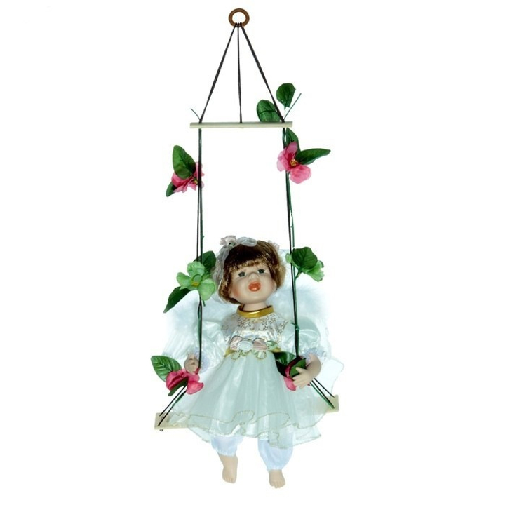 Кукла коллекционная "Маленькая Ника на качелях" h=38 см