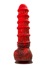 Силиконовый вибратор Monster Tops - 27 см. (Цвет: красный с черным)