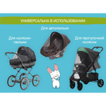 Сетка москитная универсальная на коляску 100*145, черная