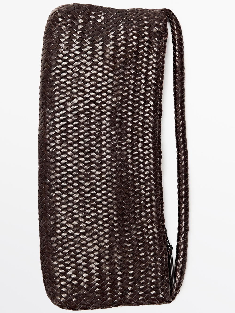 Massimo Dutti Сумка-круассан из плетеной кожи наппа, коричневый