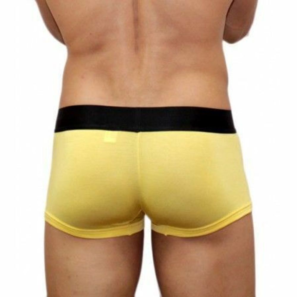 Мужские трусы хипсы желтые с черной резинкой Calvin Klein Steel Yellow Black Waistband Boxer