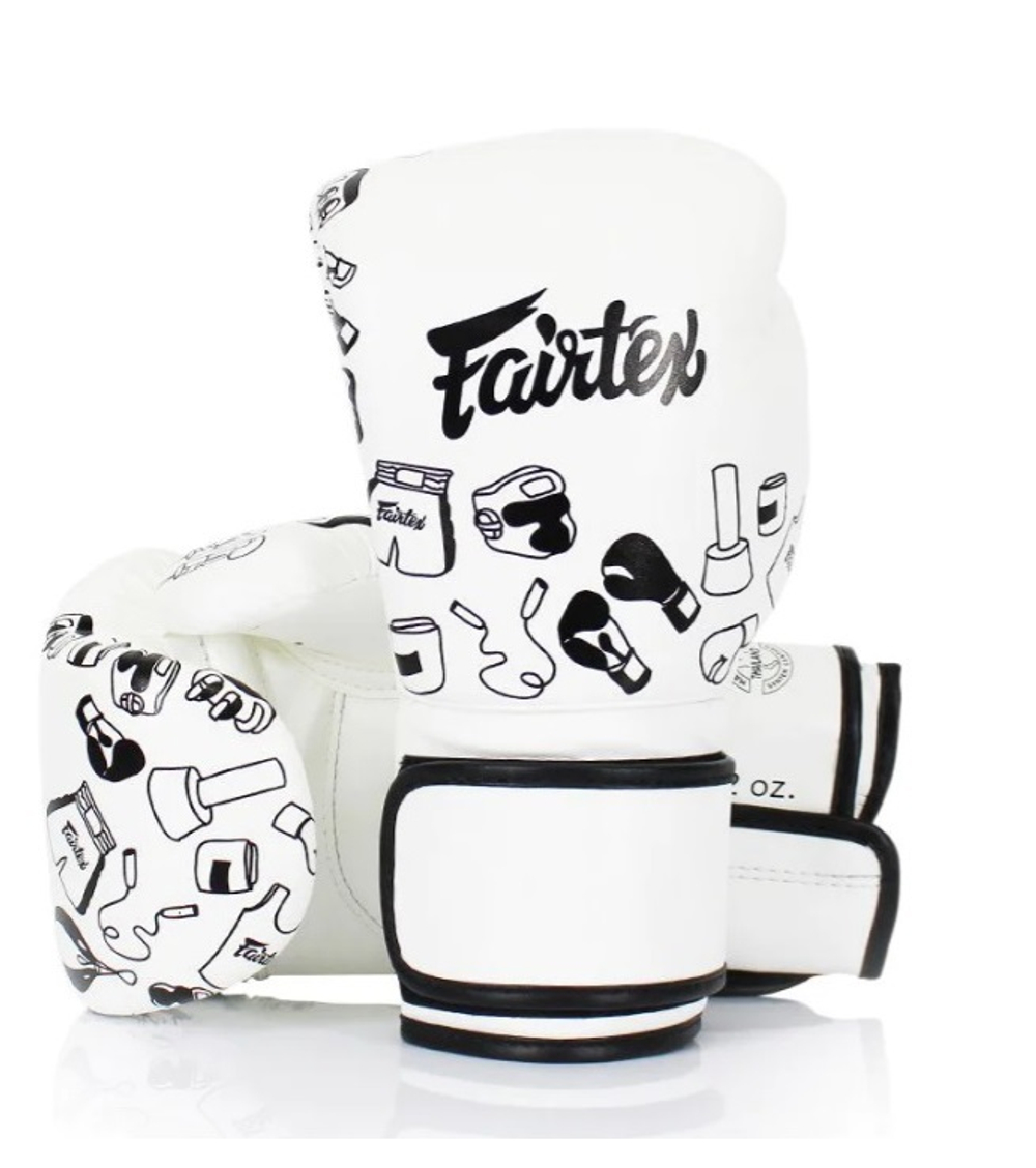 Боксерские перчатки Fairtex Painter BGV14W белый с рисунками