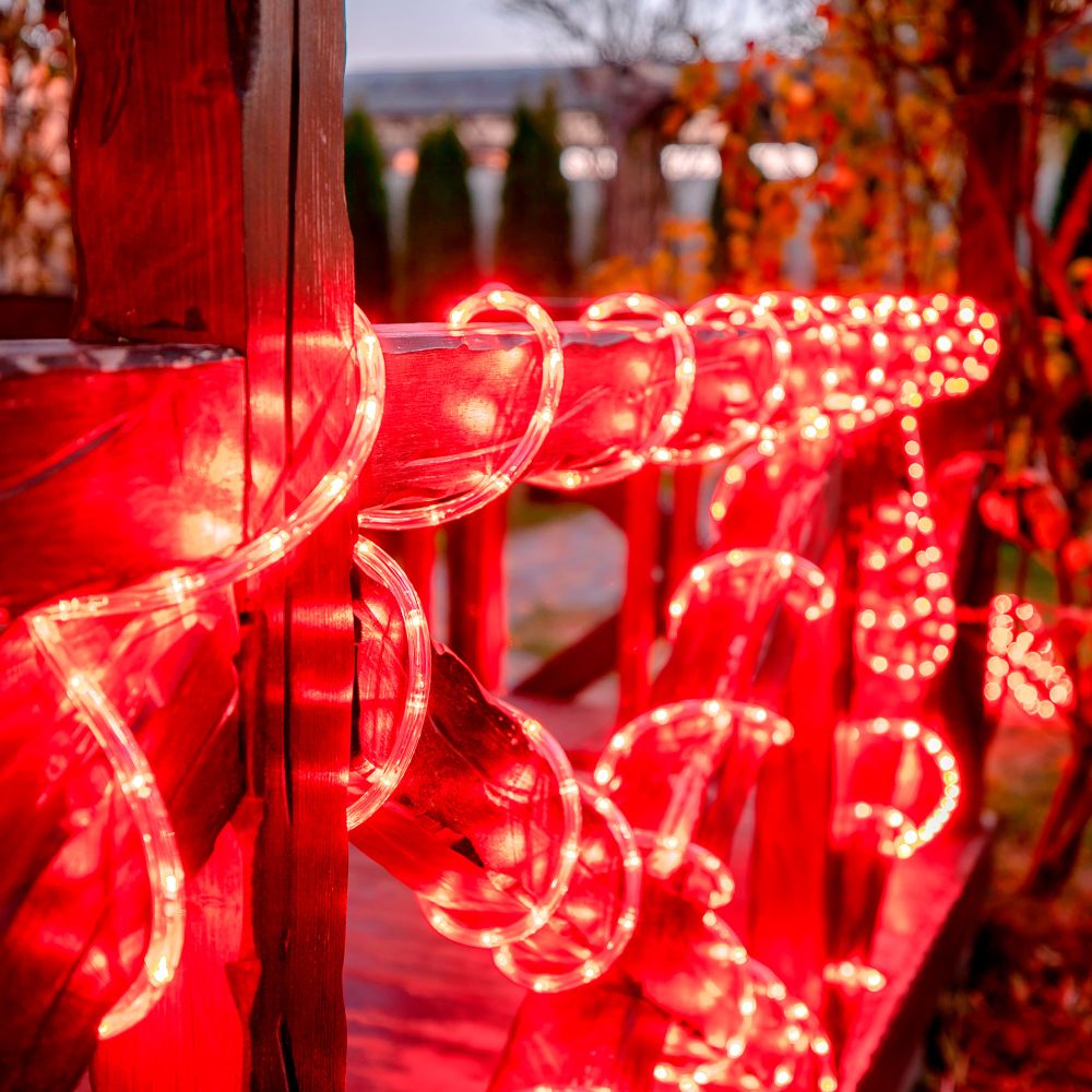 ULD-D50 15M-С08 IP44 RED Гирлянда светодиодная Дюралайт. 15м. Коннектор в-к. Красный свет. Провод черный. ТМ Uniel