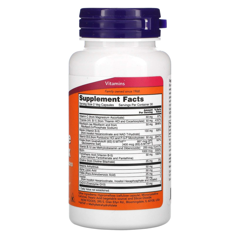 NOW Foods, комплекс коферментов группы B, 60 вегетарианских капсул