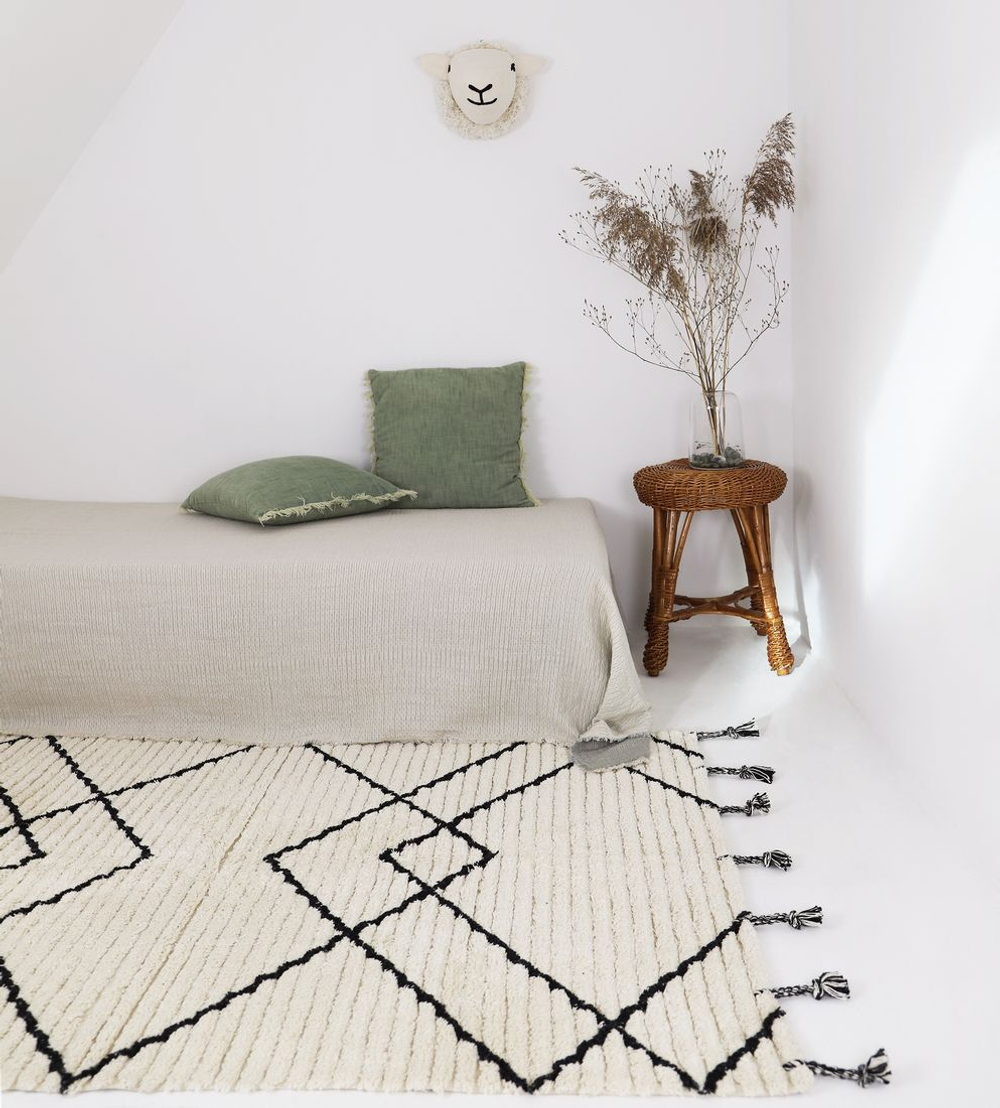 Стираемый коврик Nattiot Viktor Black M (135 Х 190 см), хлопок, бежевый