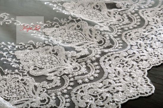 Микросетка с вышивкой Анесси (молочная)