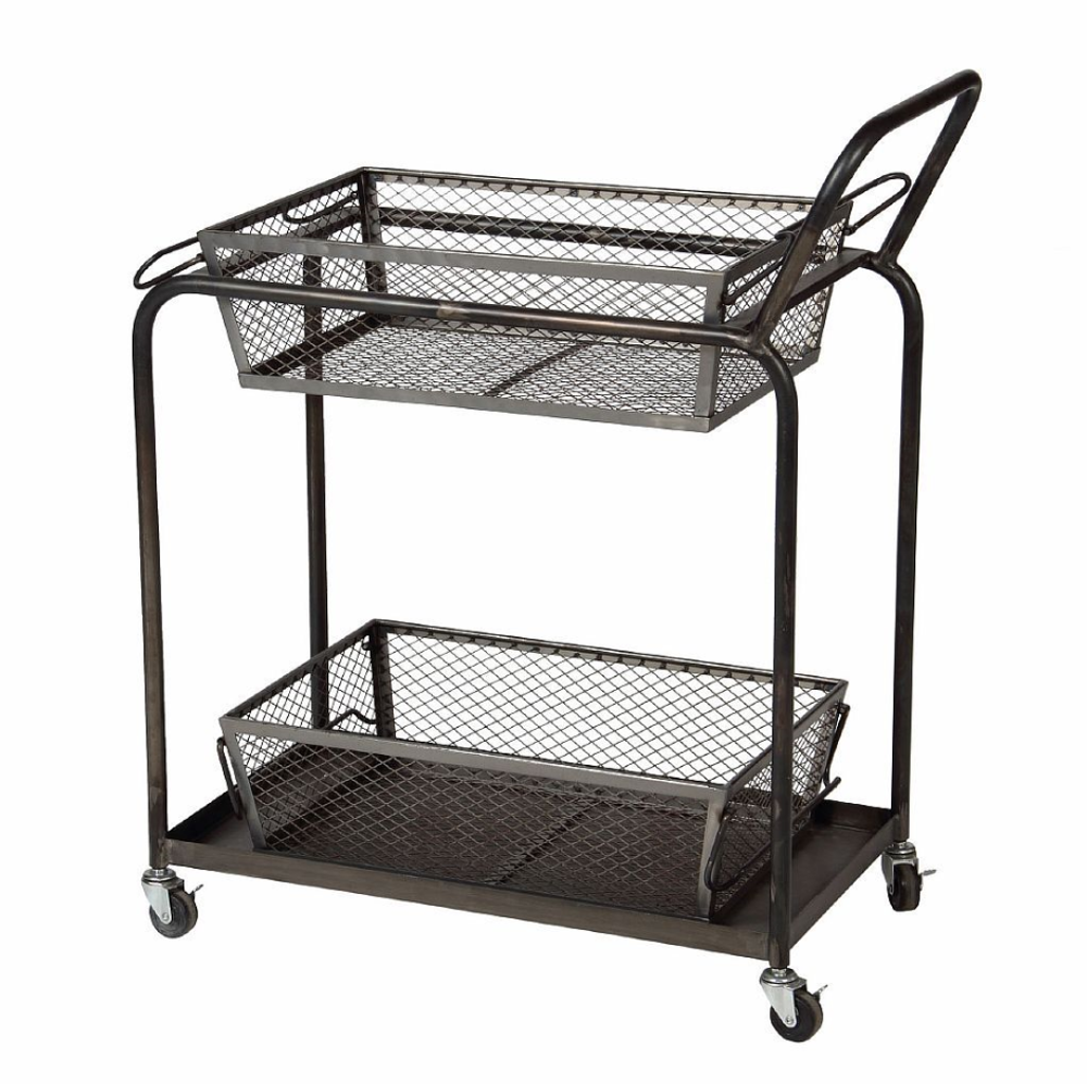 Тележка сервировочная 2 уровня TROLLEY 2 LEVEL BLACK 76X41X90CM COTE TABLE, металл
