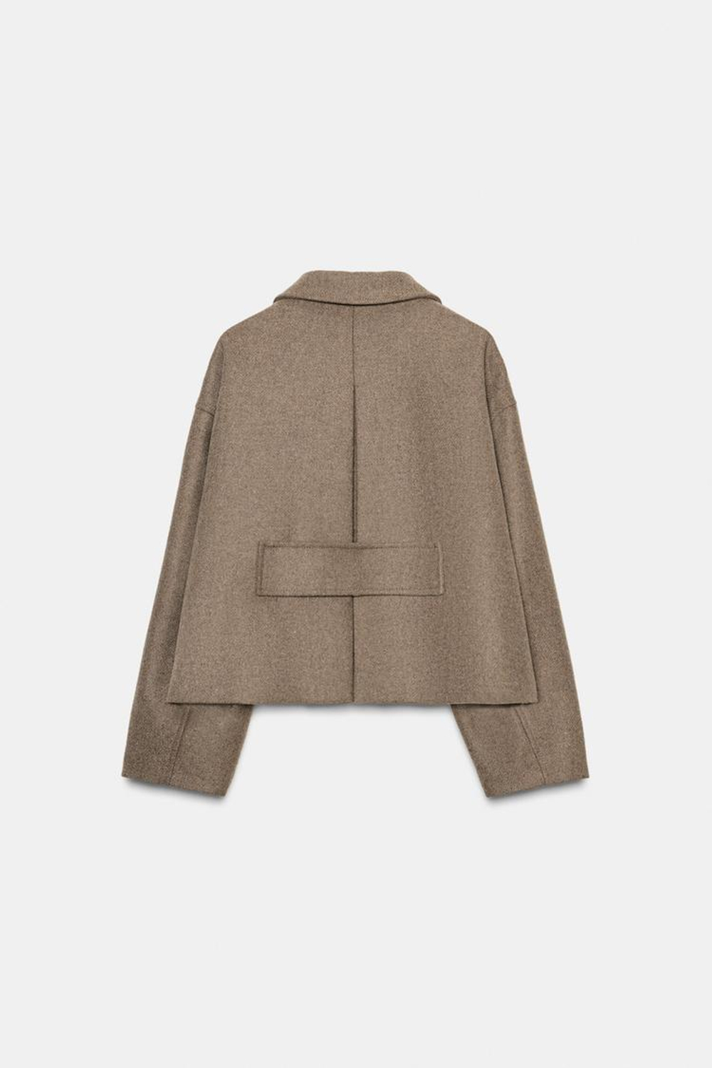 ZARA КОРОТКОЕ ПАЛЬТО ИЗ СМЕСОВОЙ ШЕРСТИ, ТЕМНЫЙ СЕРО-КОРИЧНЕВЫЙ