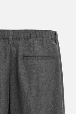 ZARA БРЮКИ ИЗ ФЛАНЕЛИ СО СКЛАДКАМИ, СЕРЫЙ